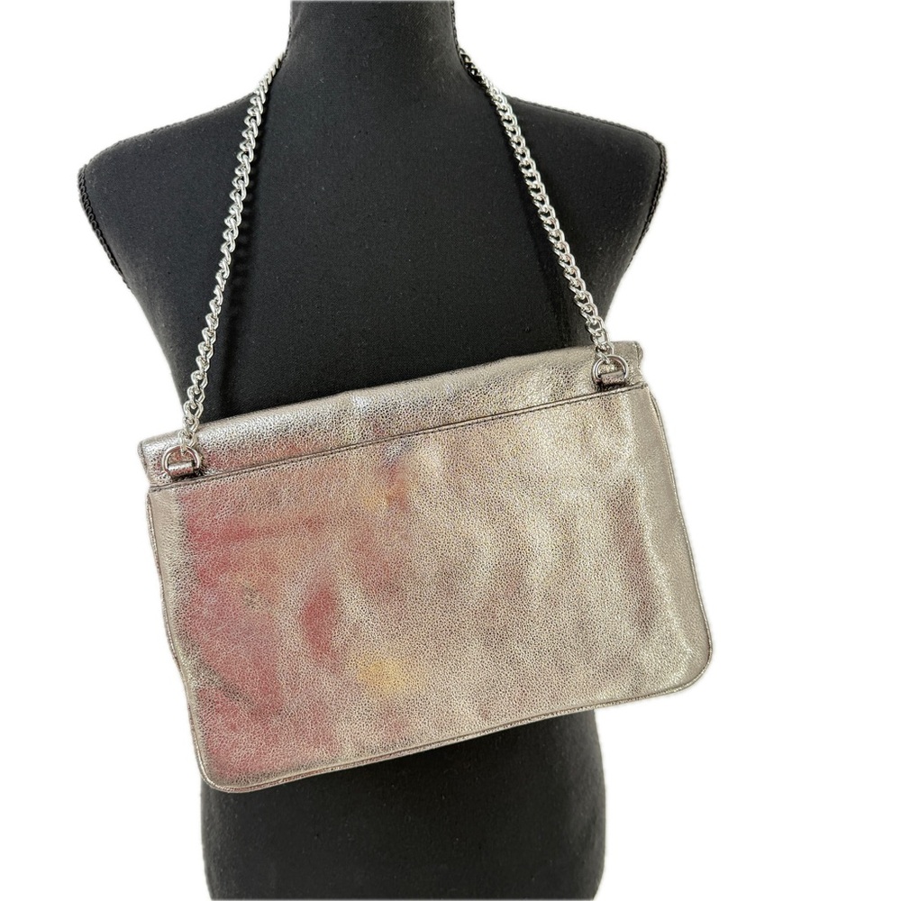 Michael Kors Sloan Leather Clutch / Chain Shoulder Bag with Silver Turnlock - Picture 5 of 17